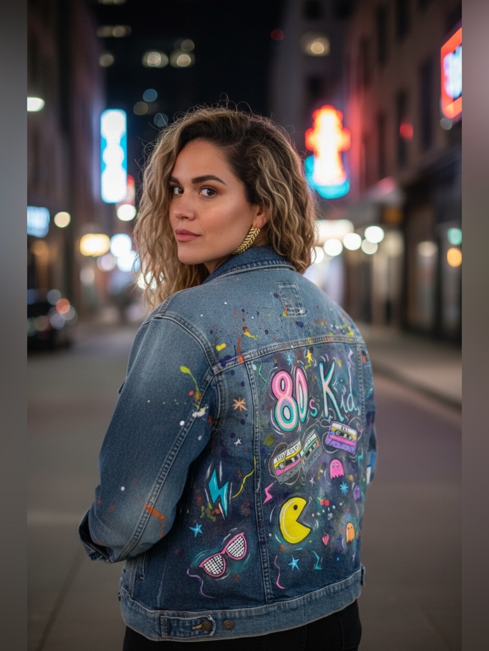 Custom Hand-Painted Sonoma Denim Jacket "80's Kid" Trucker 2X